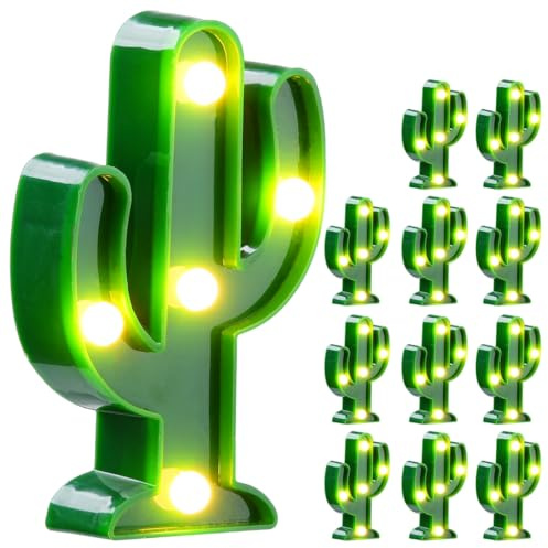 Schlafzimmer-Verzierungen, LED-Kaktus-Lichter, 12 Stück Kaktus-Lampen, westliche mexikanische Party-Heimdekoration, niedliche Kaktus-Dekoration, LED-Nachtlichter, Tischlampen für Raumdekorationen