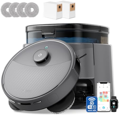 LEFANT M3 Max Robot Aspirador y Fregasuelos, Todo-en-Uno 20000 Pa, 210min, Auto-Lavado/Secado Mopa, Auto-Vaciado 3,2L, dToF Navegación Láser, Evita Obstáculos, WiFi/Alexa/App/i Watch, 2.4G & 5GHz WiFi