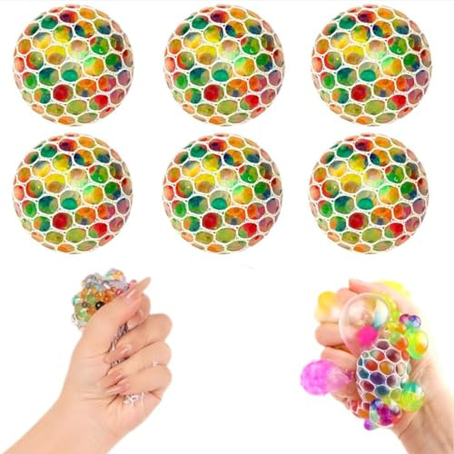 6 pièces de balles Anti-Stress, balles à Presser en Forme de Raisin, balles sensorielle à Presser pour la détente, adaptées aux Adolescents et aux Adultes pour se Relaxer et soulager l'anxiété (5 cm)