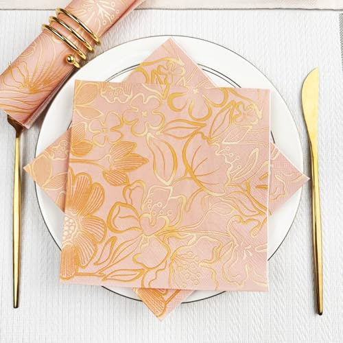 Serviettes en Papier Fleurs Oranges Serviettes en papier jetables,douceur et moelleux,idéales pour Fêtes,Traiteur,Anniversaires,Intérieur ou Extérieur tous les jours20 Paquet(33x33cm)