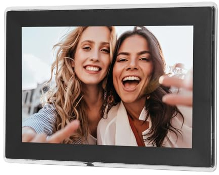 Cuifati 10,1 Zoll HD WiFi Digitaler Bilderrahmen, Smart Touch Control WiFi Digitaler Bilderrahmen mit LED-Bildschirm, Integriertes Dual-Lautsprechersystem, für Büro, Zuhause (EU-Stecker)