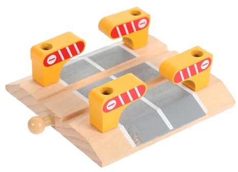 Milisten Wooden Train Track Accessories for Gauge Model Railway DIY Railing Barrier and Barricade Plaything Funny Railway Road Block for Boys and Girls Pretend Play