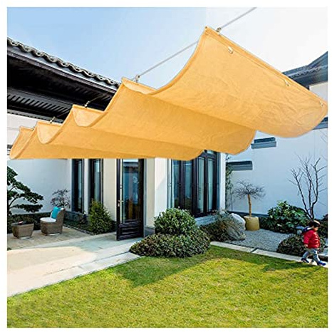 Toldo retráctil para pérgola, cubierta de alambre deslizante para exteriores (sin barra de soporte), tela de sombra para jardín y porche, color amarillo, protección UV de 3 x 5 m