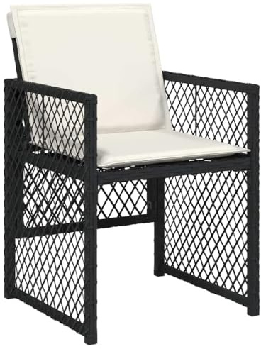 vidaXL Gartenstühle 4 STK., Gartenstuhl mit Kissen, Gartensessel Stuhl für Garten Balkon Terrasse, Sessel Stuhlset Gartenmöbel, Schwarz Poly Rattan