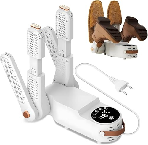 OUHKDM Electric Shoe Dryer and Warmer, 4-Prong Foldable Boot Dryer for Ski Boots & Gloves, 360° Rotatable with Timer, Fast Drying Footwear & Gear Care