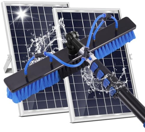 Telescopic Water Fed Window Cleaning Pole, Window Cleaning Brush 5M | Aluminium Extendable Telescopic Brush cleaning Tool with Water-fed Brush&Hose, Window Cleaner Tool for Solar Panels/Windows