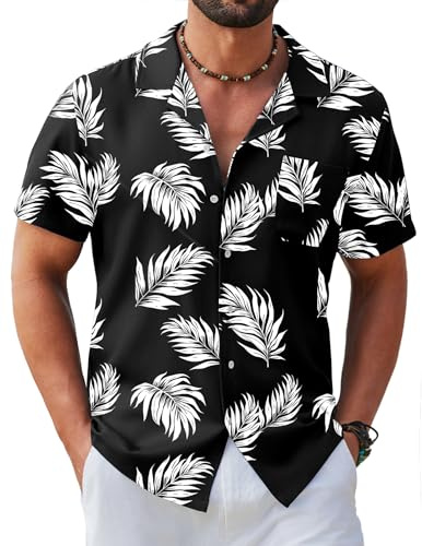 COOFANDY Mens Hawaiian Shirt Short Sleeve Floral Button Down Shirts Tropical Summer Beach Shirts