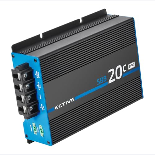 ECTIVE SBB 20C PRO Solar-Ladebooster 20A 12V auf 12V, Einstellbarer DC-DC | Battery-to-Battery Ladebooster mit MPPT-Solareingang für Caravan & Wohnwagen, AGM/GEL/Nass/LiFePO4
