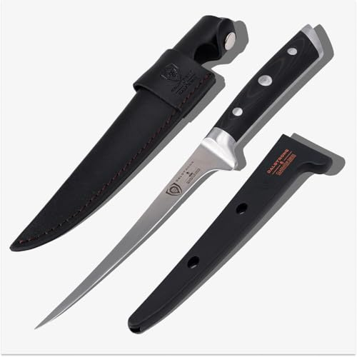 DALSTRONG Couteau À Filet - Lame Flexible 7 - Série Gladiator - Acier HC Allemand - Poignée G10 - Avec Deux Gaines - Certifié NSF