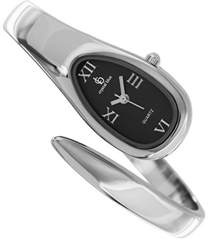 Crystal Blue Damen Spangenuhr analog Quarz mit Metallband