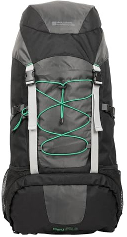 Mountain Warehouse Peru 55-l-Rucksack - Kompression, Brustriemen, Damen-/Herren-/Reiserucksack, Regenschutz, verstellbar - zum Campen, Wandern, Festivals, Herbst Kohle Einheitsgröße