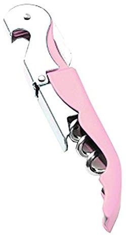 Taisuko Weinflaschenöffner mit doppeltem Scharnier, kompakter Edelstahl-Korkenzieher mit gezacktem Folienschneider (Rosa)