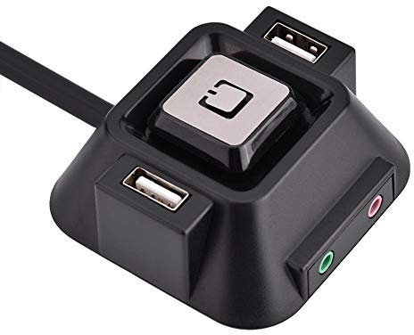 Interruptor de computadora de Escritorio, Caja de computadora de Escritorio Interruptor Puertos USB Dobles Fuente de alimentación de Voltaje Suministros Encendido/Apagado Restablecimiento Botón de