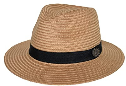 House of Ord Cape Town Reef Pana-Mate Fedora Hut Herren Sonnenhut Packbarer Golfhut mit Golfballmarker Strohhut mit UV Schutz - 3 Farben - Größe: L/XL: 61 cm Farbe: Camel