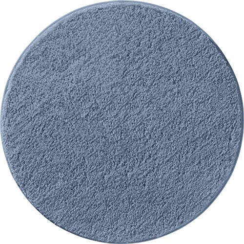 Erwin Müller Badematte, Badteppich, Badvorleger Rhodos Uni rutschhemmend blau Größe rund: 90 cm Ø - ultraweich, extrem saugfähig, flusenarm