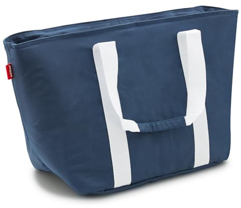 achilles Shopperväska med kylfunktion Fritidsväska med flaskfack Kylväska Strandväska Shoppingkasse Blå/Vit 55x25x32cm