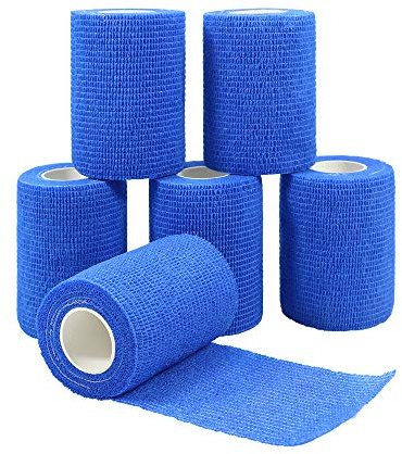 Nutoko 6 Rotoli Benda Elastica Bendaggio Adesiva Coesiva Benda Nastro Elastico Autoadesivo Salvapelle Sport Nastro Bendaggio Sportivo per Mani, Piedi, Ginocchia, Braccia 7.5cm x 4.5m (Blu)