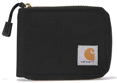 Carhartt Men's Standard Canvas, Black, Standard Size, Casual Canvas Zipper Wallet, Durable Zippered Wallets