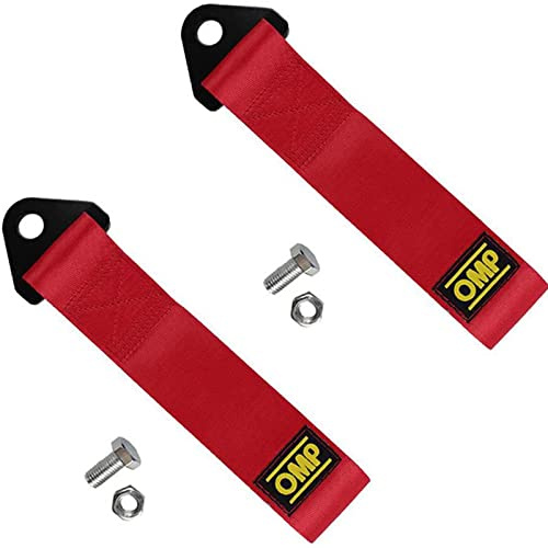 2Piezas Cuerda de Remolque Coche,Carreras Universal Parachoques Remolque,Correa de Remolque Profesional, para Delantero Trasero Parachoques Remolque (Rojo)