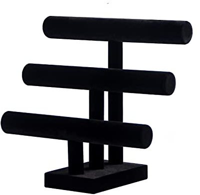 Pengup 3 Tier Bracelet Holder,Bracelet Display Stand,Black Velvet Jewelry Organizer Displays for Necklace Scrunchies Watches Hair Ties.