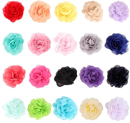 Luxshiny 20stücke Rosenblüten Haarspange Set Rosen Haarspange Für Mädchen Chiffon Rosen Set Mit Simulations-rosenblumen Kopfschmuck Für Party Und Alltag