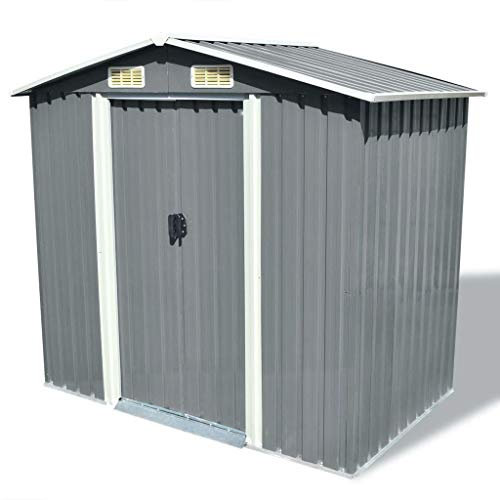 ZEYUAN Gartenschuppen, Gerätehaus, Gartenhütte, Fahrradgarage, Gartenschuppen, Gartenhã¤User & Aufbewahrung, Grau Metall 204 x 132 x 186 cm