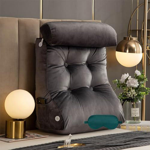 Keilkissen Bett mit 3 Erhebungen Lesekissen und Rückenstütze in,ideal als Lesekissen für Bett,Rückenkissen Bett und Reflux Kissen Erwachsene,Wedge Pillow Hergestellt optimalen Sitzkomfort