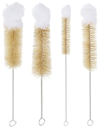 PATIKIL 7.5, 8.3, 11.2, 13.4 Straw Cleaner Brush Set, 1Set Stainless Steel Natural Pig Bristle Wool Tip Pipe Wire Cleaning Brush with Hook for Lab Glass Supplies Flask Tube Bottles