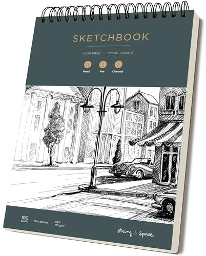 Skizzenbuch A4, 100g Papier - Spiralgebundenes Zeichenblock mit Perforierten, Säurefreien Seiten - Für Bleistift, Stift & Kohle - Robustes Kunst-Journal - 100 Blatt