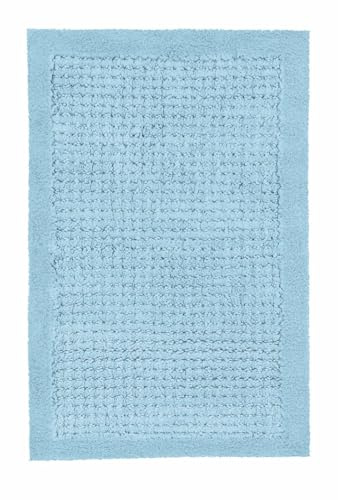 Kleine Wolke Badteppich NET Opal 60 x 90 cm | OEKO-TEX zertifiziert, rutschhemmende Unterseite, für Fußbodenheizung, maschinenwaschbar, 100% Baumwolle