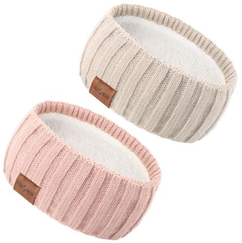 DRESHOW Femmes Chaud Tricoté Bandeau Hiver Oreille Plus Chaud Crochet Tête Enveloppe épais Polaire Doublure Cheveux Bandes