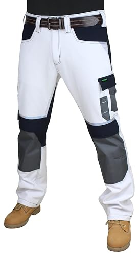 HASHOOB TRADING FZE Pantalon de travail imperméable pour homme Blanc, blanc, M