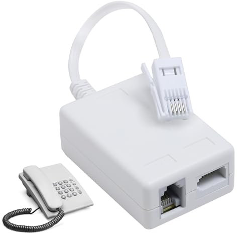 FunWorth ADSL Microfilter Splitter, BT Plug to RJ11 Broadband Filter, Compatible with BT, Sky, TalkTalk, EE, Vodafone, Noise-Free Internet & Phone Line Adapter for Routers, Fax, Alarms