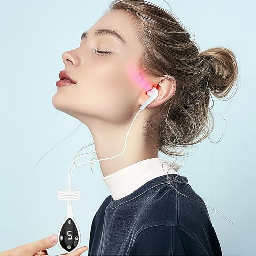 Infrarot Ohrstöpsel für Tinnitus Linderung – 650 nm Rotlicht Therapie Earplugs mit 5 Modi, Lichttherapie zur Regeneration der Ohren