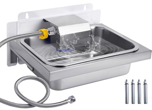 BREUAILY 10L Automatische Tränken mit Schwimmerventil Großer Kapazität Viehtränke Schüssel Edelstahl Pferdetränke Tränkebecken für Hunde Pferde Kühe Ziegen Schafe (Silber, Große)