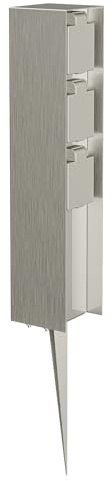 ledscom.de Garten-Steckdosen-Säule POMI mit Erdspieß für außen, IP44, 3-Fach, Edelstahl, eckig, 33cm