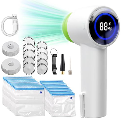Buachois Mini Vacuum Sealers, Electric Mason Jar Vacuum Sealer Kit with Sealing Bags 60KPa Strong Suction Kitchen Gadgets Cordless Vacuum Sealing Machine for Food Storage and Fermentation