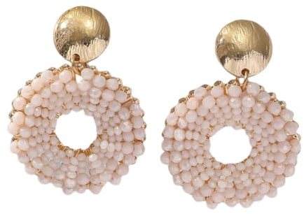 Boucles D'Oreilles Pendantes Beiges pour Femmes, Perles De Millet D'Été, Boucles D'Oreilles Bohèmes pour Vacances À La Plage, Bijoux De Fête Artisanaux
