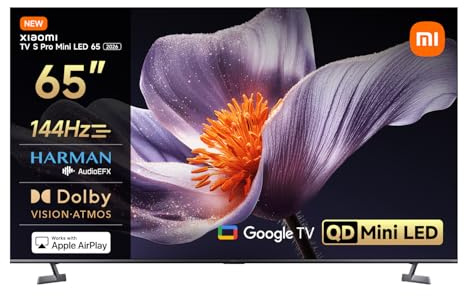 XIAOMI TV S Pro Mini LED 65, Smart TV, 4K QLED 144Hz Google TV, Dolby Vision, Dolby Atmos, HDR 10+, DTS-X, Harman AudioEFX, Triple Tuner, DVB-T2, Prime Video, Google Assistant, Airplay 2