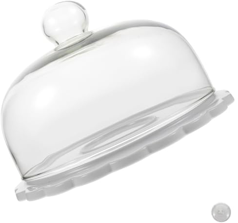 FUNNETOYU Alzata Per Torta Con Cupola in Ceramica 23,5 Cm, Vassoio Per Dolci Con Coperchio Trasparente, Supporto Per Dessert Per Feste, Ristoranti e Banchetti