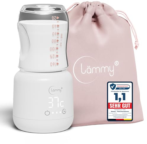 lämmy Flaschenwärmer Baby unterwegs – akkubetriebener, tragbarer babyflaschen wärmer to go – temperaturgenau, auslaufsicher und kompakt – passt auf alle Babyflaschen – USB baby bottle warmer