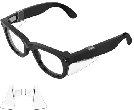 HiBloks Safety Glasses Side Shields for Ray-Ban Meta Wayfarer/Skyler/Headliner & Oakley Meta HSTN Smart Glasses Accessories, Durable & Anti-Slide, Lightweight Comfort Fit for Secure Wear (Transparent)