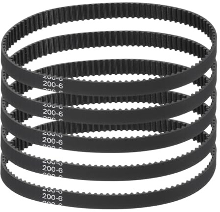 sourcing map 200mm GT-2 Timing Belt, 5pcs 6mm Width 2mm Pitch 3D Printing GT-2 Timing Belt Closed Loop Rubber, Black