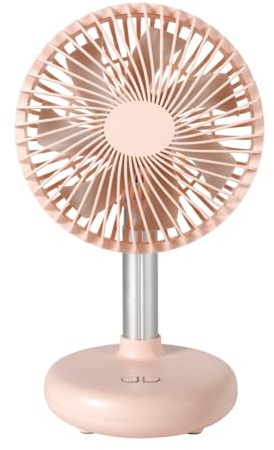 Buhdjfnke Mini Ventilador Oscilante Ventilador de Mesa Portátil Recargable por USB Que Funciona con Baterías y Ventilador de Escritorio de 4 Niveles de Velocidad para Exteriores Rosa