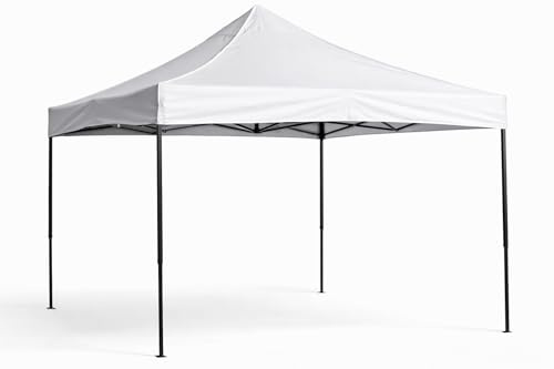 DUPI Gazebo Plegable 3x3 m | Carpa Plegable de Montaje Rápido | Cenador para Jardín, Terraza, Camping, Playa y Eventos | Estructura con Patas Negras | Blanca