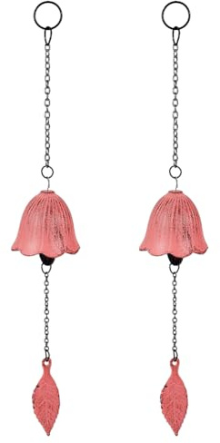 BENECREAT 2 Paquet de Carillons Éoliens Japonais en Forme de Feuille Petit Pendentif Clochette à Vent pour L'Extérieur Carillon Éolien en Fonte Ornement pour Jardin Cour Ou Maison (Cerise)