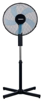 Termozeta Windzeta Plus Nero - Ventilatore a Piantana con 5 Pale Semitrasparenti Azzurre, Ø 40 cm, 40W, 3 Velocità, Altezza 120 cm, Oscillazione Automatica e Base a Croce (cod. TZWZ02PLUSN)