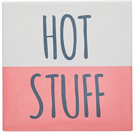 KitchenCraft Rolig Hot Stuff fyrkantig keramisk gryta med korkbaksida, 20 x 20 cm (8 tum) – röd/vit