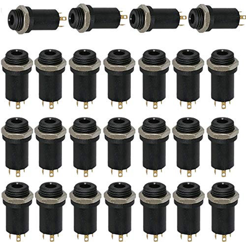 RUNCCI-YUN 3,5-mm-Mini-Klinkenbuchse, Stereo-Minibuchse, 3,5 mm Panel Mount Anschluss,Lötverbinder mit Muttern, für Kopfhörer/Audio/Video, vollständig vergoldet, 4-Kanal, 25 Stück