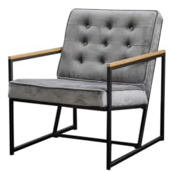 KAWOLA Essbank Sitzbank mit Lehne Sessel Arly Designer Loungesessel Samtbezug Clubsessel Relaxsessel Grau Elegantes Metallgestell 63cm Breite 80cm Höhe 80cm Tiefe